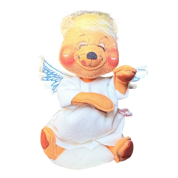 Vintage 1993 Annalee 10" Christmas Angel Plush Bear Halo Wings Made in USA - Picture 1 of 10